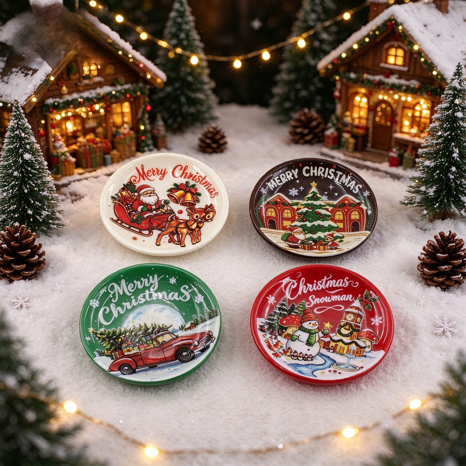 100pcs Wholesale Christmas Plate Series Resin DIY Accessories Hairclip Jewelry Pendant Decoration Dollhouse Oranment