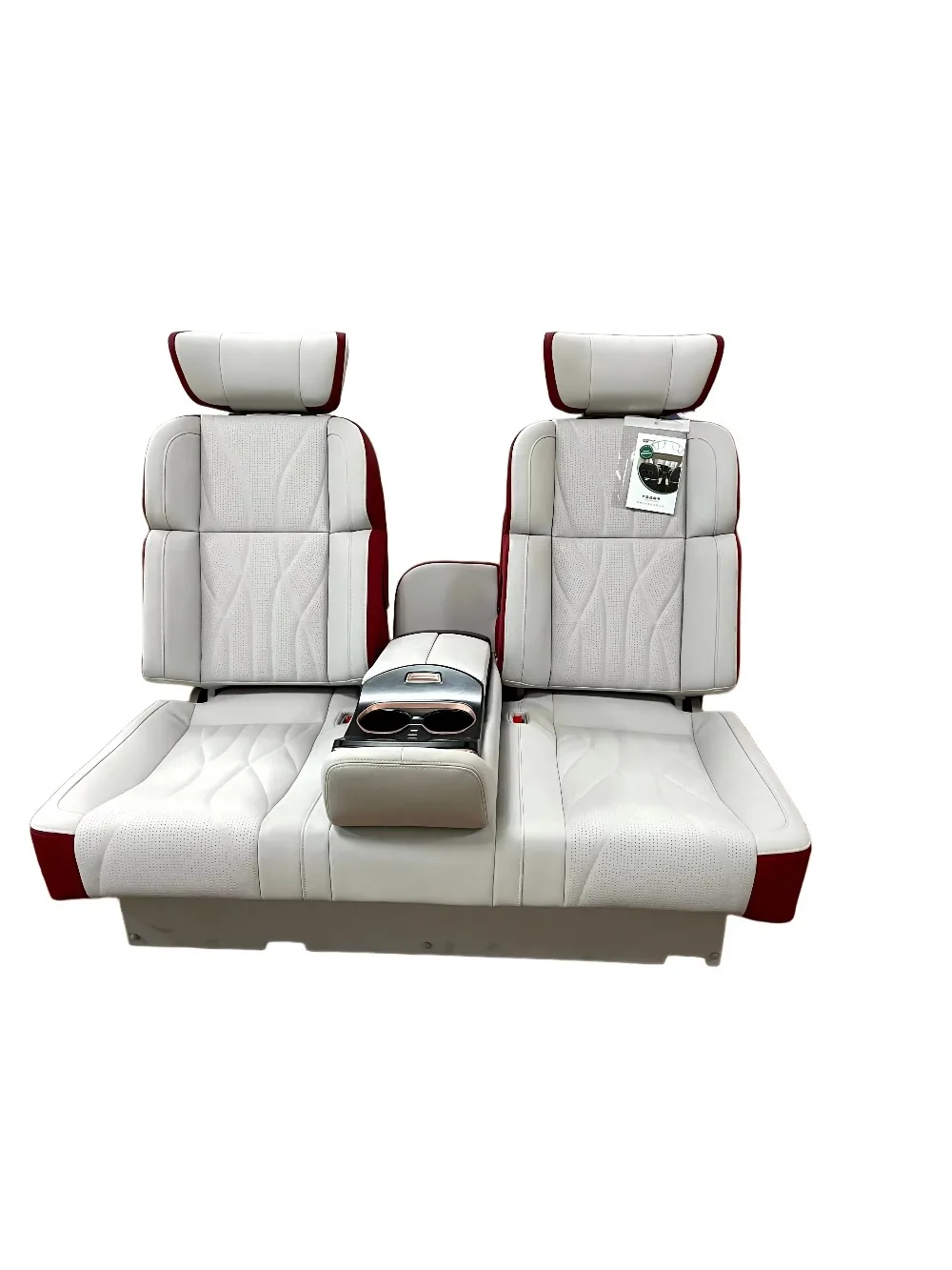 Back Row Factory Modification Luxury Auto VIP Leather Car Seats 3-Person Bench with Foldable Center Console for MPV Van