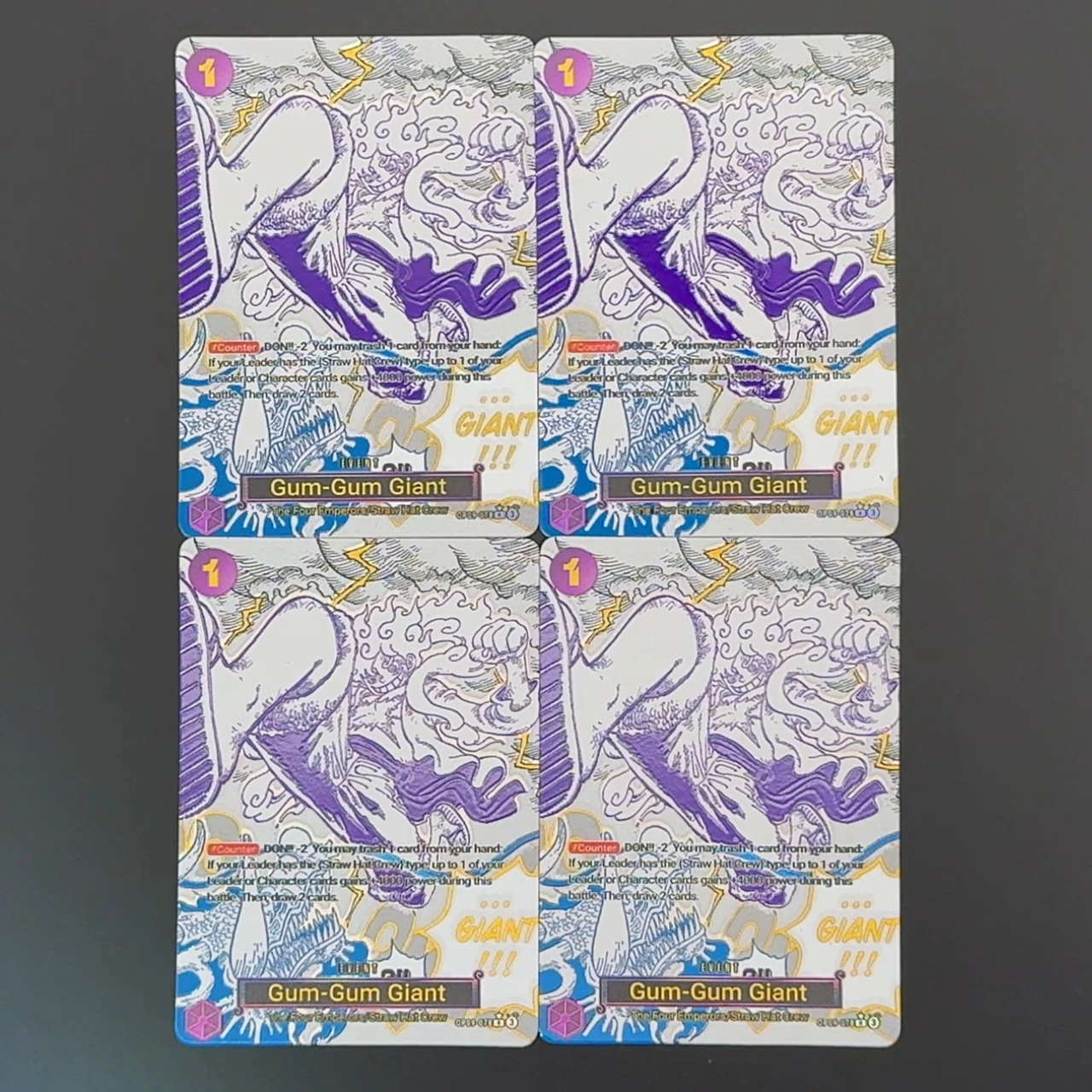 One Piece TCG OPCG Englische Gum-Gum-Riesenkarte UV-Druck GGG Eventkarte Strukturfolienkarte Anime-Sammelkarten