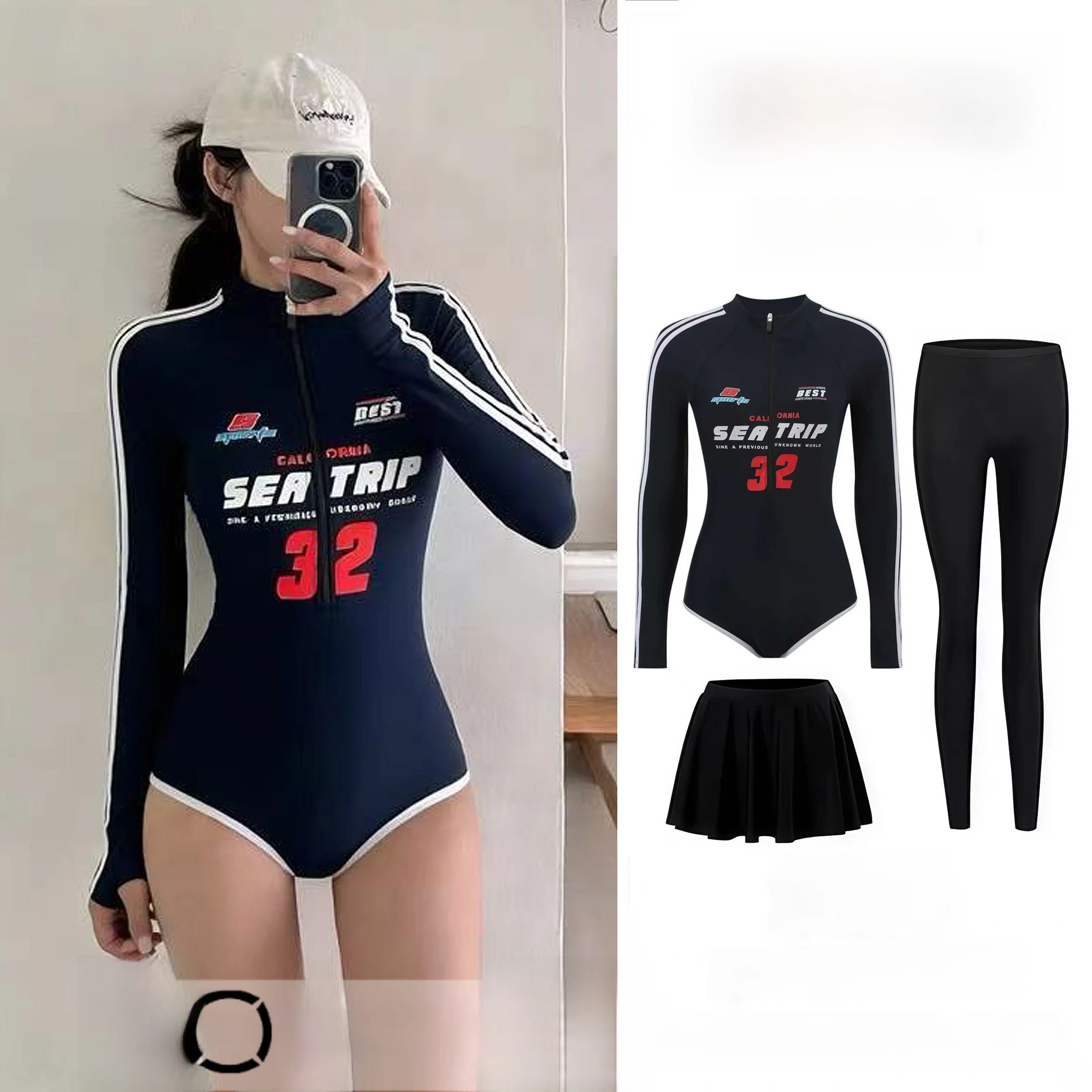 

Женский цельный купальник с длинными рукавами для защиты от солнца, консервативный, корректирующий фигуру, новый, для снорклинга, для защиты от медуз