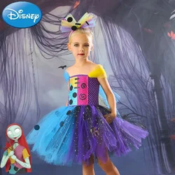 The Nightmare Before Christmas Figure Sally Cosplay Costume with Headband Girl Dress Carnival Party Outfits Kids Perform Dresses