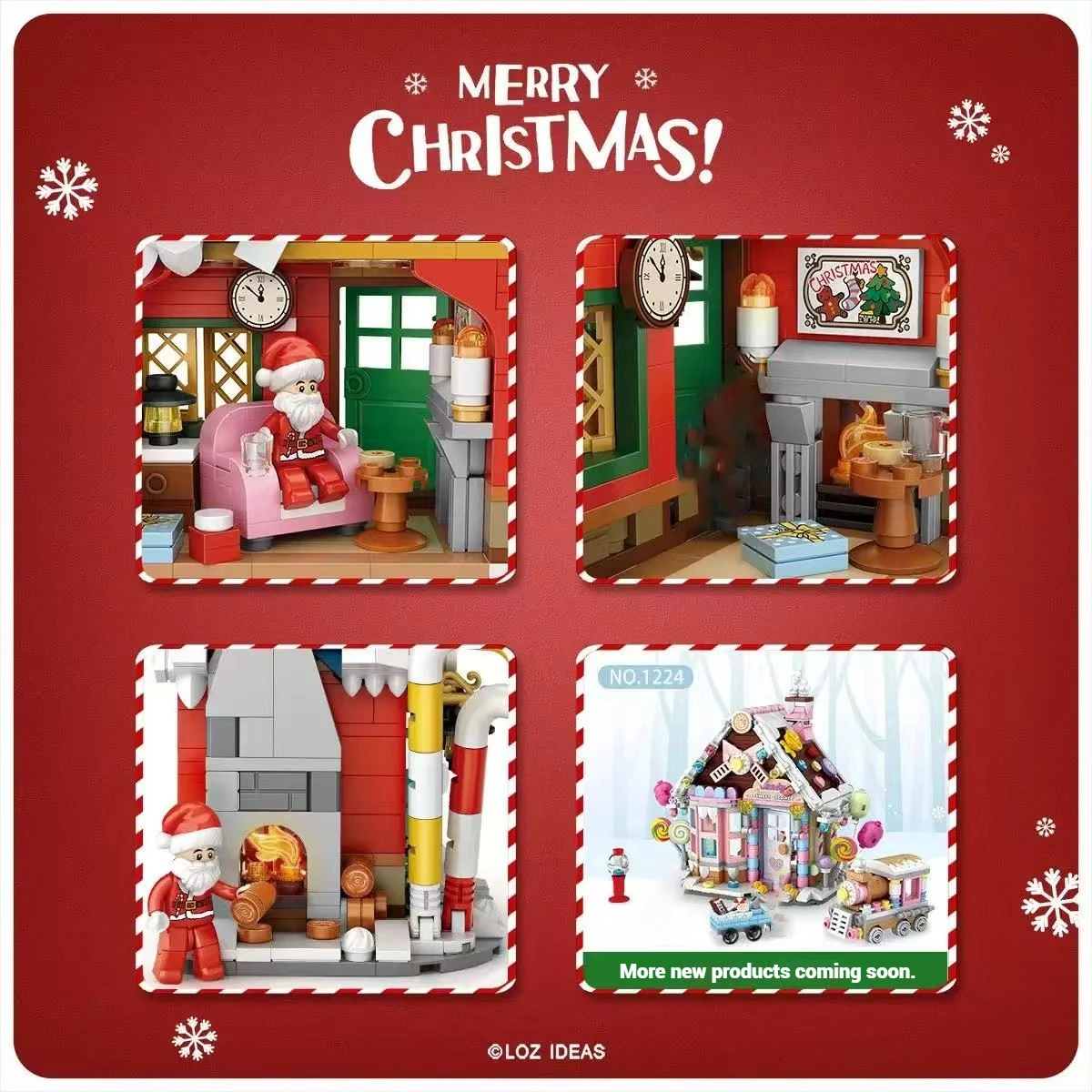 LOZ street scene building model desktop ornament, Christmas house model assembly, children's building blocks toys birthday gift