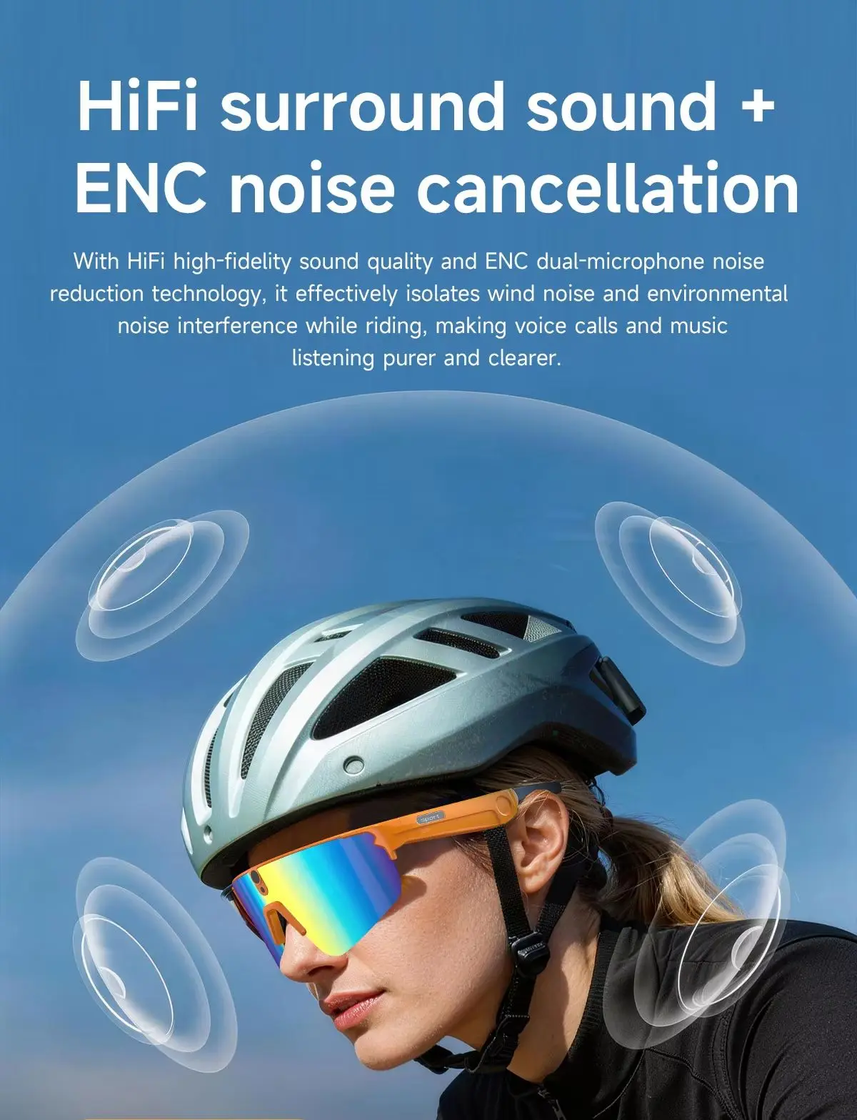 L805 AI Smart Glasses With 800W Camera HD Anti-Shake Bicycle Riding Shooting Glasses Music Audio Call Remote Headset Sunglasses view 5