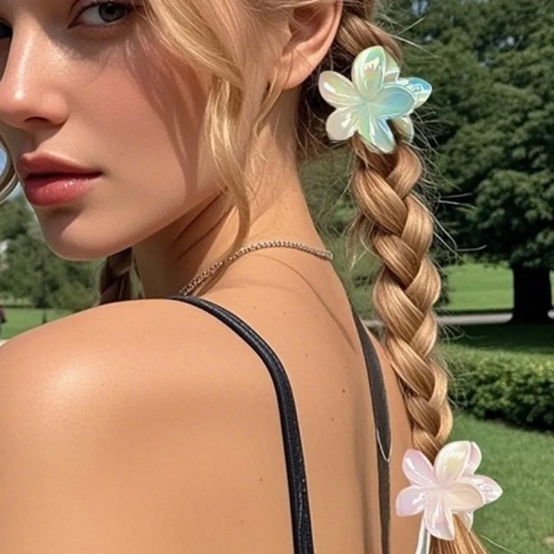 

High-Grade Electroplated Colorful Flower Holiday Style Hair Clip For Women