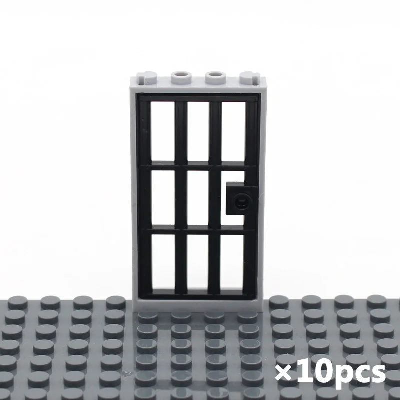 MOC Brick Compatible 60621 Door 1x4x6 Prison Gate with Barred Grille Enlighten Building Blocks Educational Toys Assembles