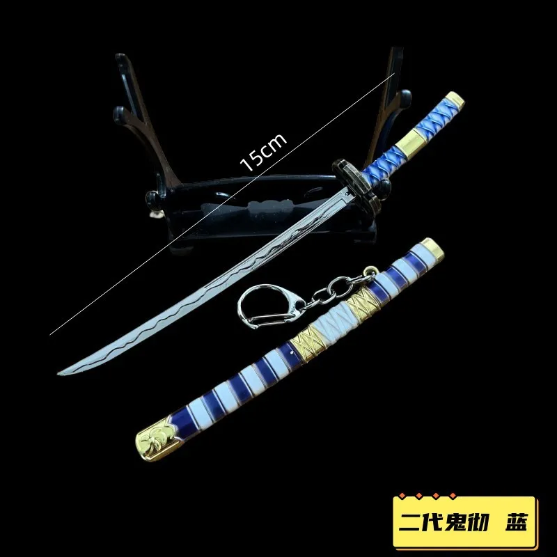 15cm One Roronoa Zoro Weapon Katana Keychain Anime Peripherals Piece Buckle With Toolholder Scabbard Full Metal Sword Craft Toys