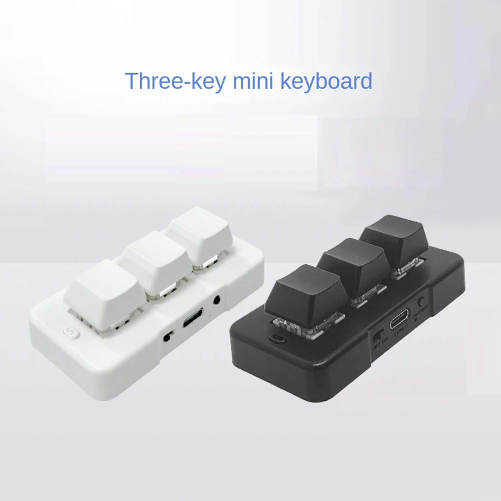 MK321BT Mini teclado mecánico personalizado de 3 teclas, interruptor azul, conexión USB + BT de modo dual para juegos multimedia, blanco