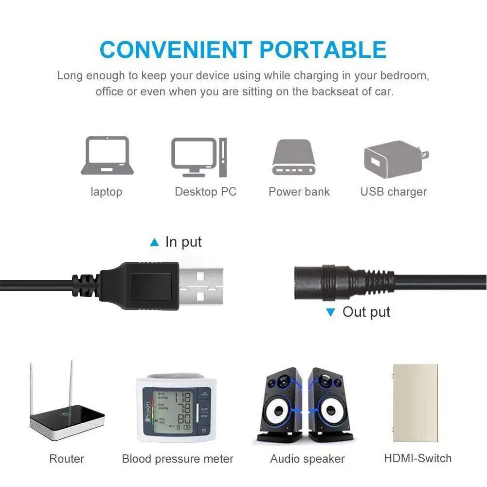 Cable de alimentación USB a DC de 5V a 12V, adaptador de ordenador, accesorios de Audio para coche