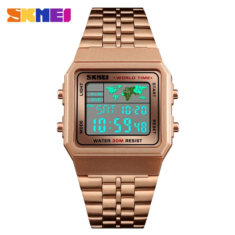 Skmei New Fashion World Time Outdoor Sports Business Men's Watch Waterproof Electronic Watch