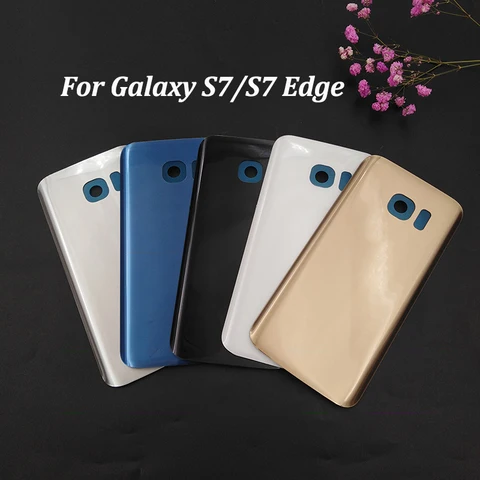 Задняя крышка батарейного отсека для Samsung Galaxy S7 G930 G930F S7 Edge G935 G935F, задняя панель, дверной корпус, запасные части с логотипом