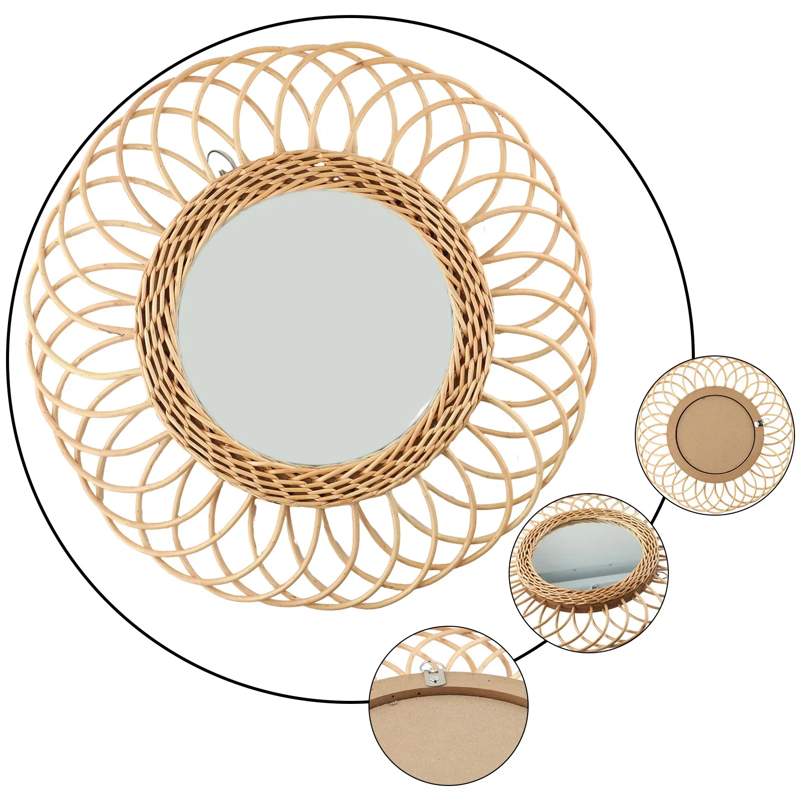 

Настенное зеркало из ротанга, круглое зеркало для украшения дома, 1 шт., круглое туалетное зеркало из ротанга, декоративное креативное зеркало ручной работы