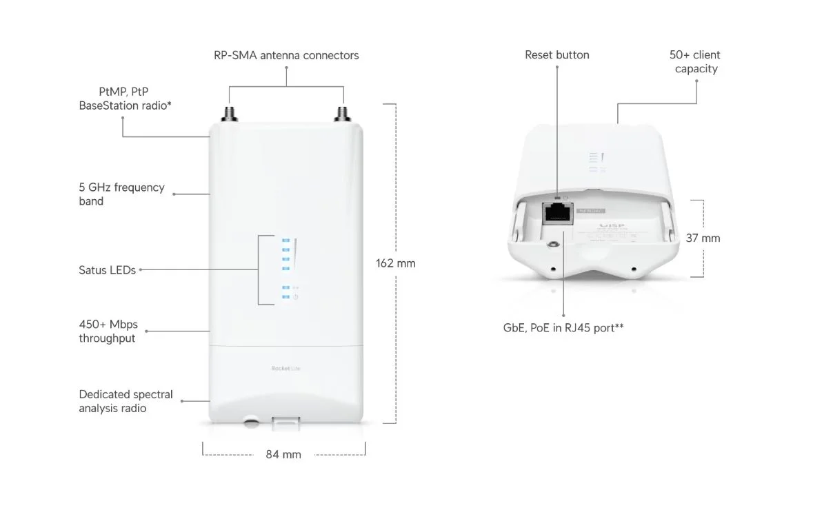 R5AC-Lite Rocket 5AC Lite 802.11ac 5GHz Basestation Outdoor Wifi Wireless Bridge R5AC-Lite-AR