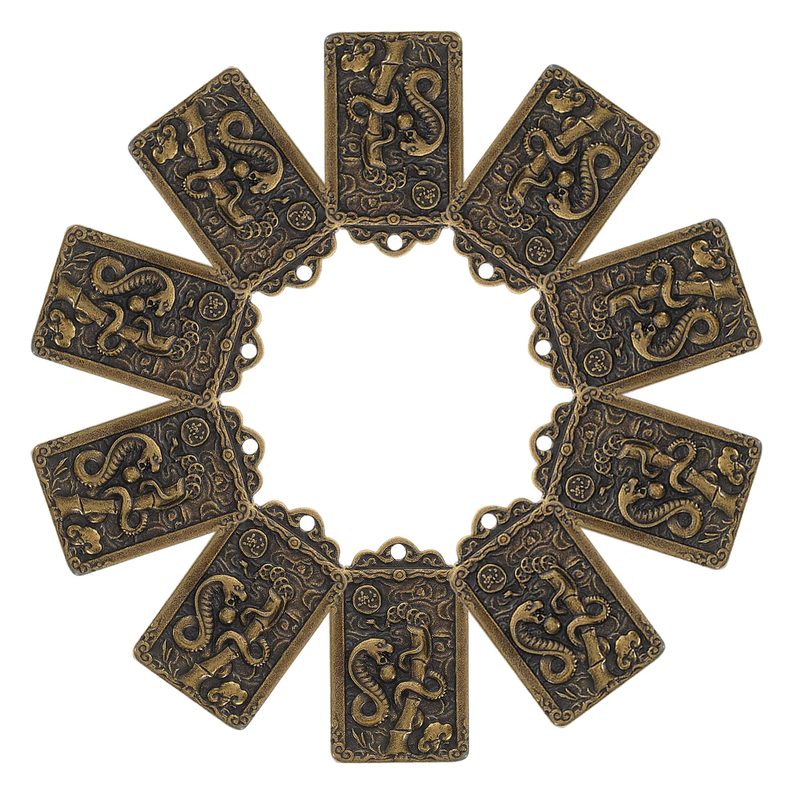 

10 Pcs Brass Tag Animal Amulet Charm Pendant Zodiac Sign Decor Ornament Decoration