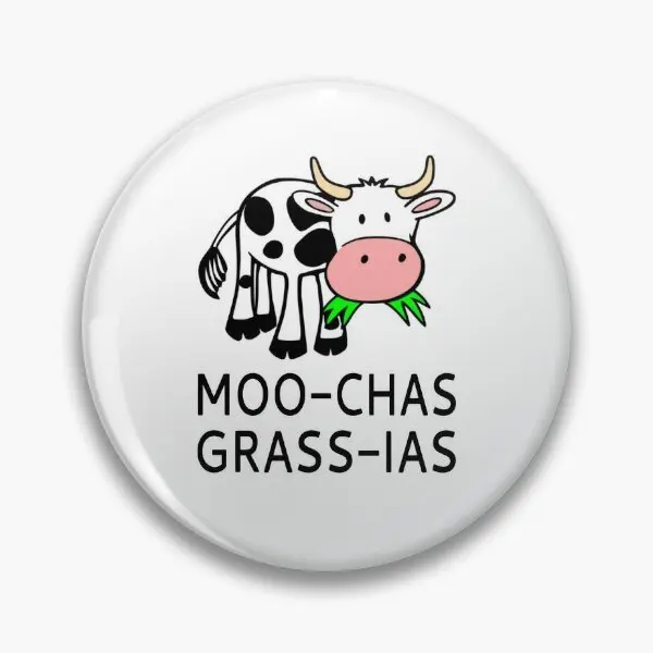 Moo Chas Grass Ias Muchas Gracias  Soft Button Pin Brooch Cartoon Funny Gift Hat Women Jewelry Fashion Collar Badge Creative