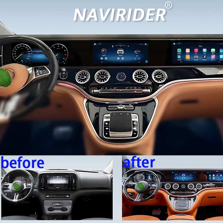 For Mercedes Benz vito 116 W447 2024 Android 13 Navigation Media Car Auto Radio 12.3InchX3 Triple Screen New Upgrade Carplay HU