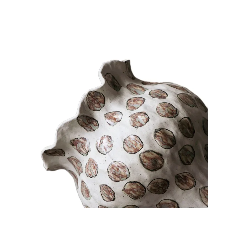 Ceramic vase wabi-sabi wind ornament living room flower arrangement entrance floor decoration clay pot