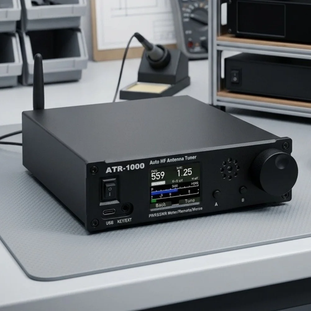 ATR1000 1000W HF for antenna Tuner for Shortwave Radio Setups 1.8 to 30 Featuring Integrated VSWR and Power Meter