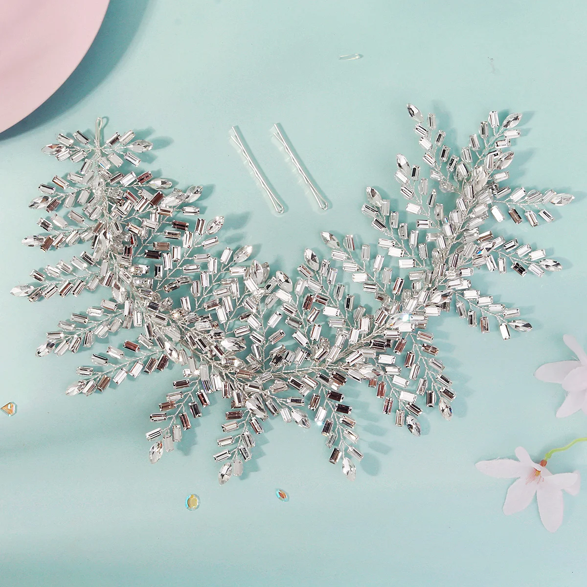 

Europe and America Gorgeous Crystal Sliver Hair Bands Sparkling Heavy Duty Headbands Hair Accessories Fashion Bridal Headpiece