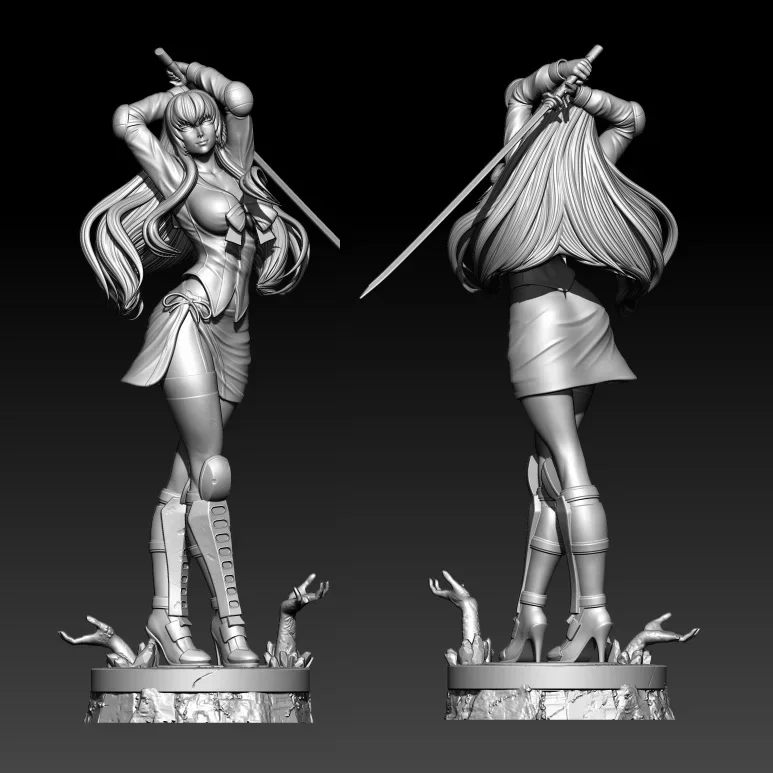 1/24 75mm  1/18 100mm Resin Model Kits Game Female Warrior Girl Figurine Unpainted No Color RW-1176