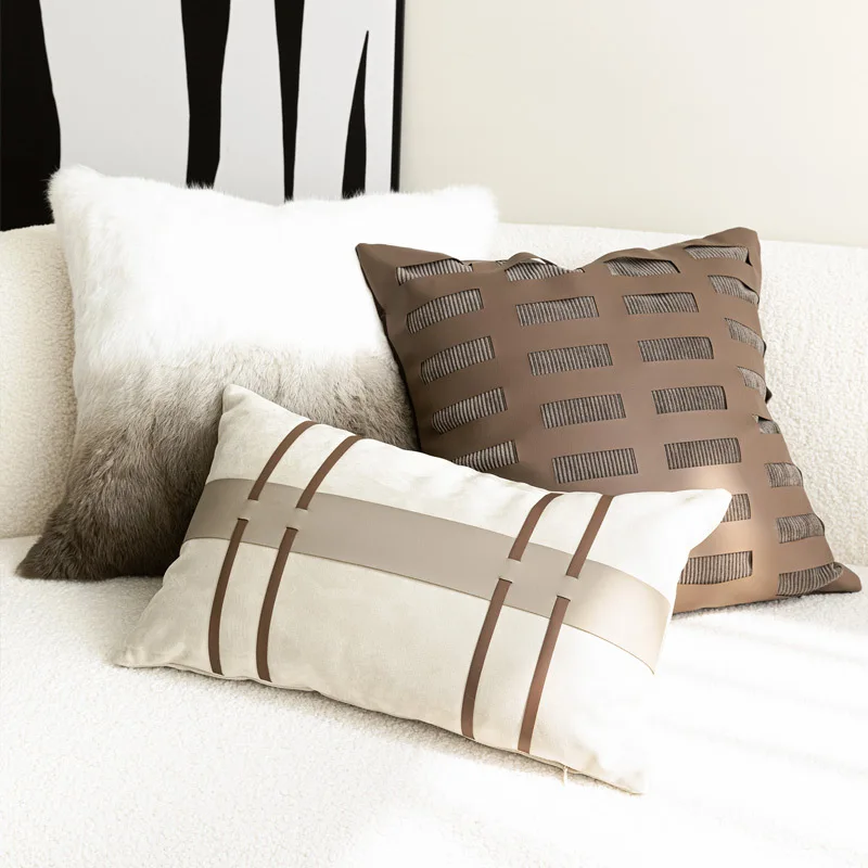 

30X50/45X45/50X50CM Brown Throw Pillow Cover Modern Light Luxury Waist Cushion Cover Decor Home Decorative Pillowcase