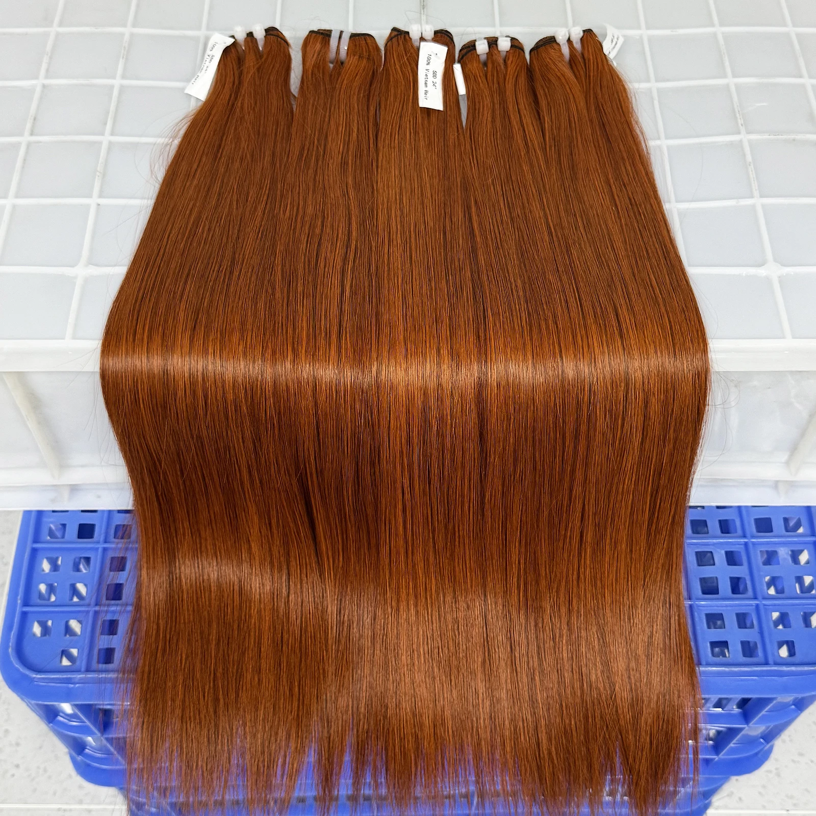 350# Colored Ginger Orange 16A Vietnamese Raw Hair Bone Straight Bundles Unprocessed Human Hair Extensions for Black Women