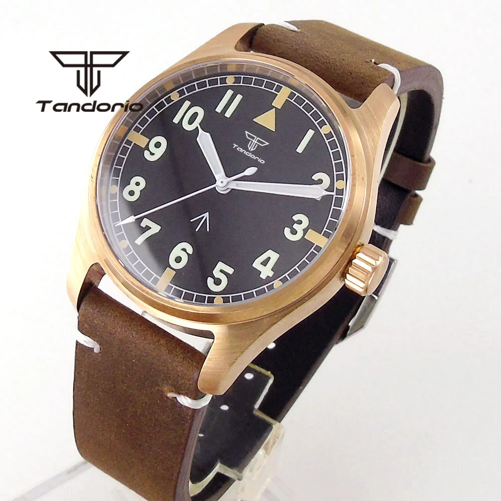 

Tandorio CUSN8 Solid Bronze PT5000 NH35A 20ATM Automatic Diver Men's Watch Sapphire Glass Lume Dial Arabic Marks Leather Strap