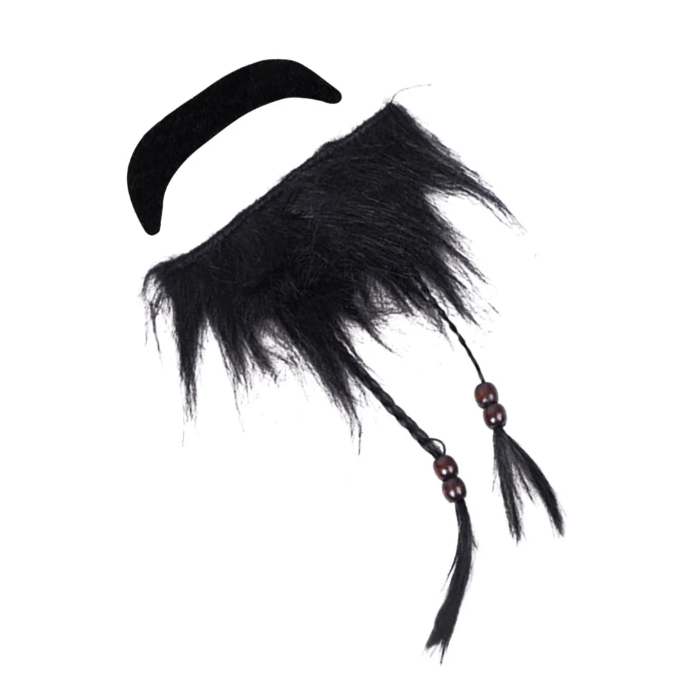 2Pcs Pirate Beard Halloween Party Prop Supplies Costume Set Black Lightweight Comfortable for Cosplay Carnival Festival Party