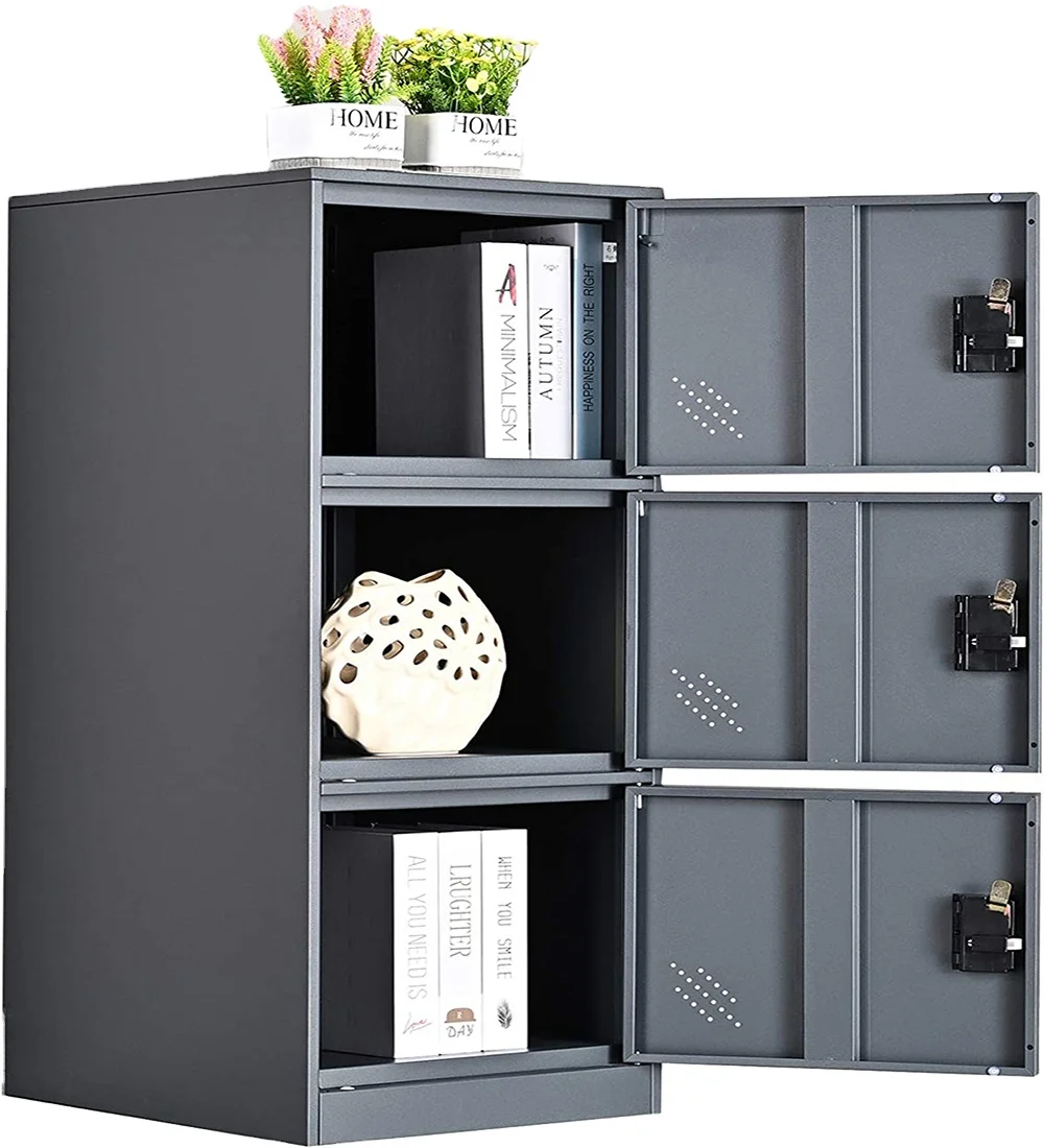 MECOLOR Vertical Single Tier Small Locker with Lock Latch 2 or 3 Compartment Storage for Employee,Home,Office,School,Kids