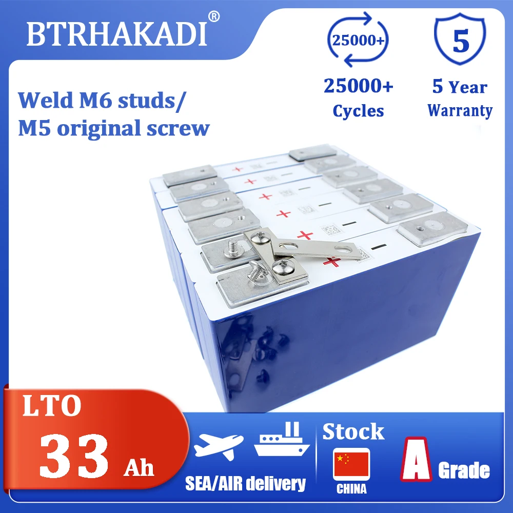 YINLONG 2,3 V 33Ah baterías prismáticas LTO recargables 6-24 Uds células originales de ciclos largos para sistema de energía Solar DIY 12V 24V 48V