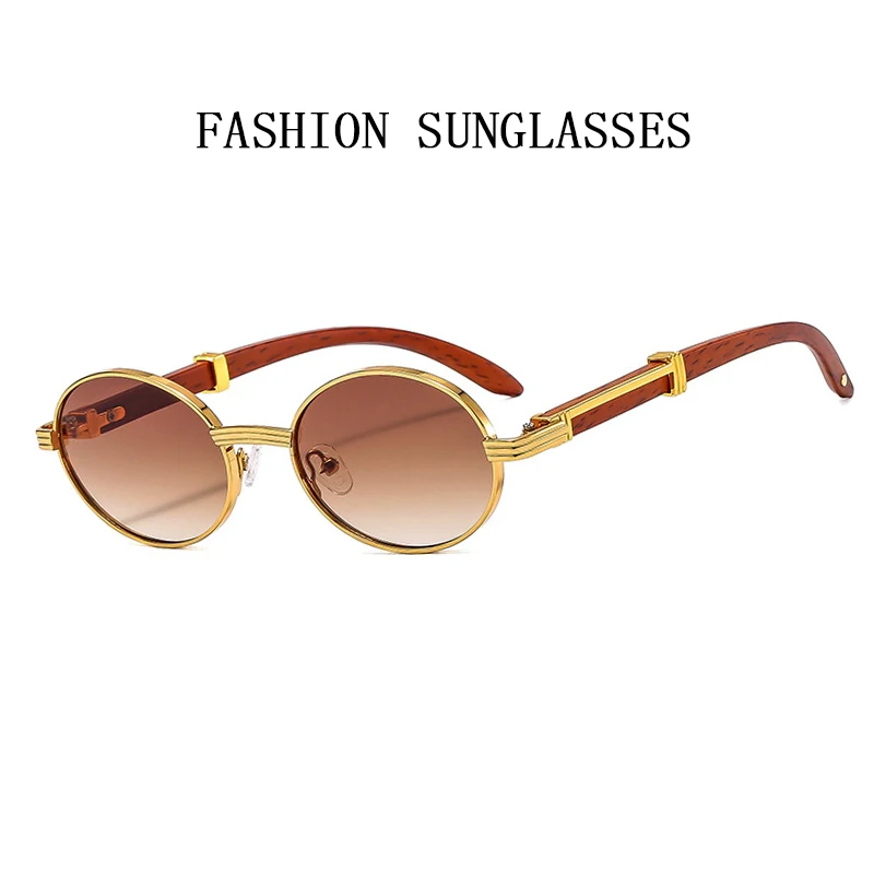 Oval Sunglasses Women 2024 Trendy Designer Wooden Sunglasses Men Luxury Fashion Glasses Vintage Lentes De Sol Mujer Zonnebril