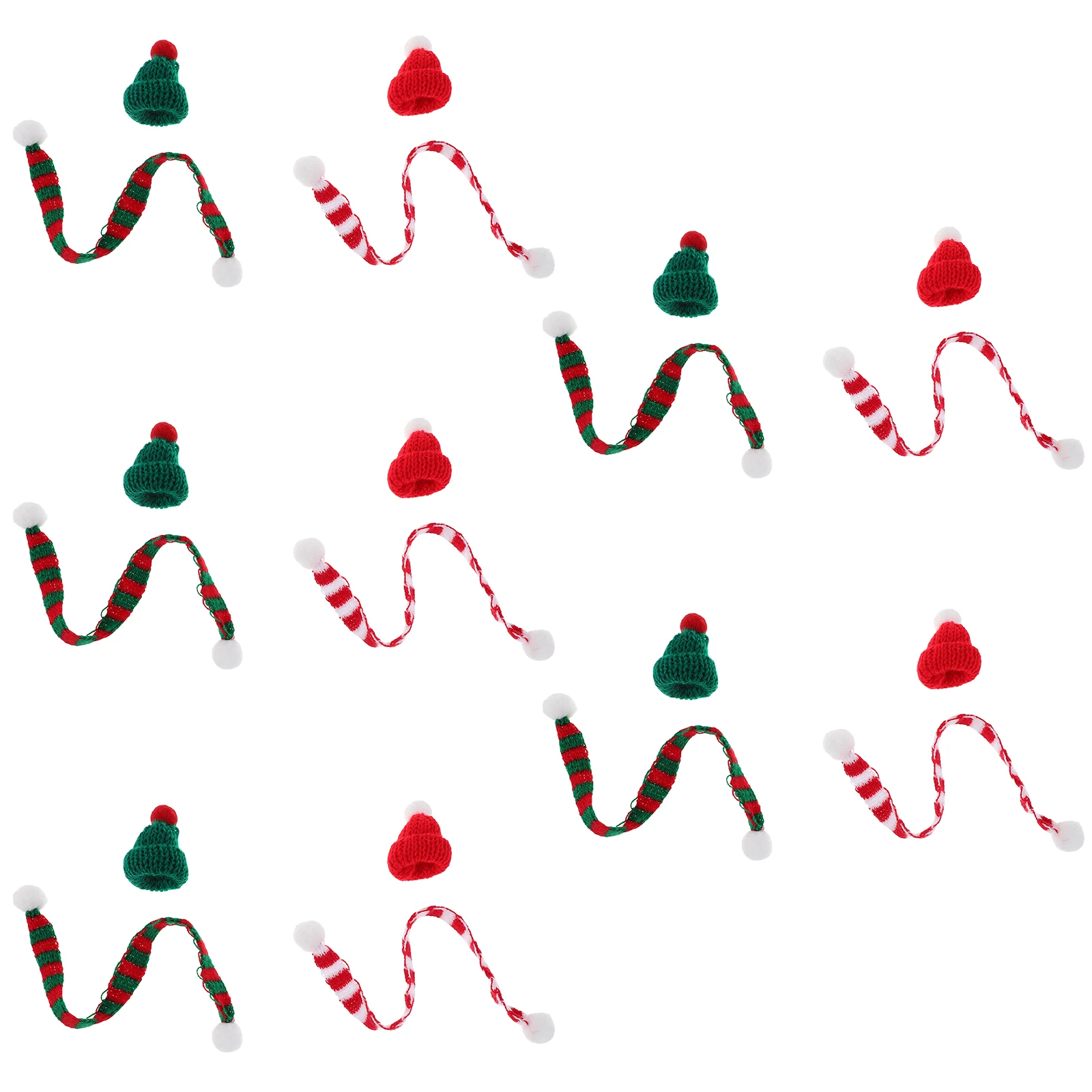 20 peças casa decoração de natal conjunto de enfeites de pirulito mini chapéus lenço de pano de papai noel