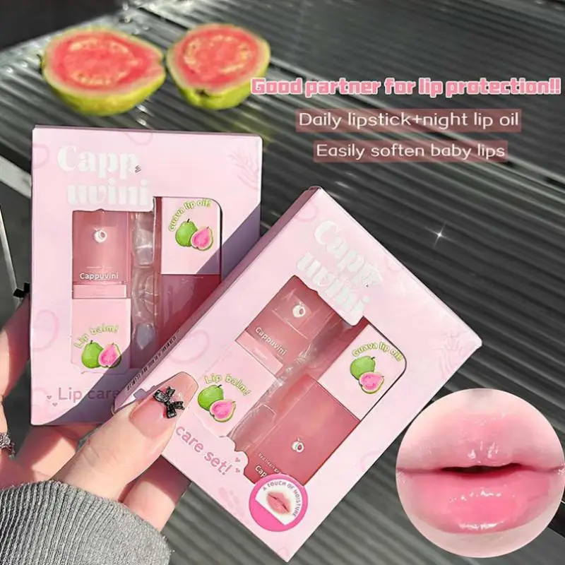 Cappuvini Hydrating Lip Balm And Lip Oil Set Reduces Lip Lines And Prevents Chapping Light Moisturizing Soothing And Tender Lips