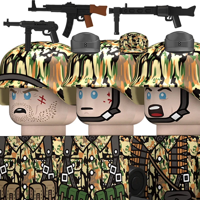 WW2 Militär-Infanterie-Soldaten-Figuren Bausteine Großbritannien USA Sowjetunion Legion Gepanzerte Truppen Waffen Helm Bausteine Spielzeug Geschenk