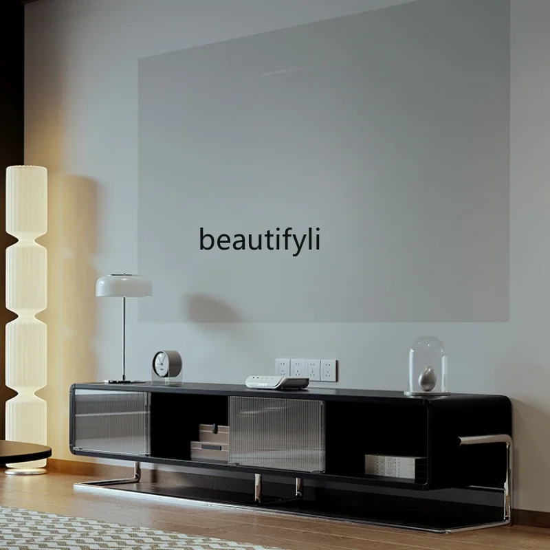 

A15 Glass TV Cabinet Light Luxury Modern Simple Living Room Home Small Apartment Storage High Leg French Retro