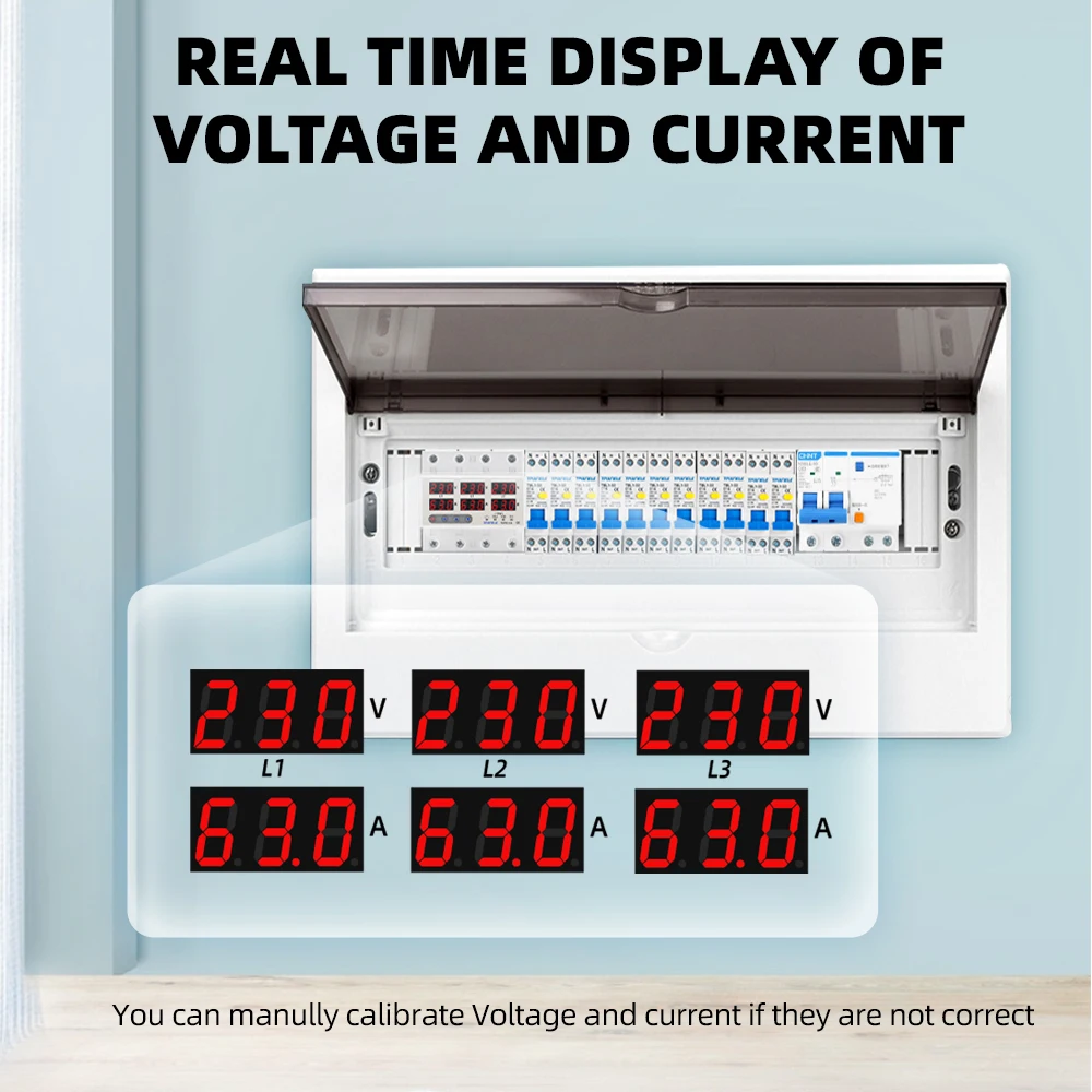 3 Phase Din rail Voltmeter Ammeter adjustable Over and Under Voltage current limit protection Monitor Relays Protector