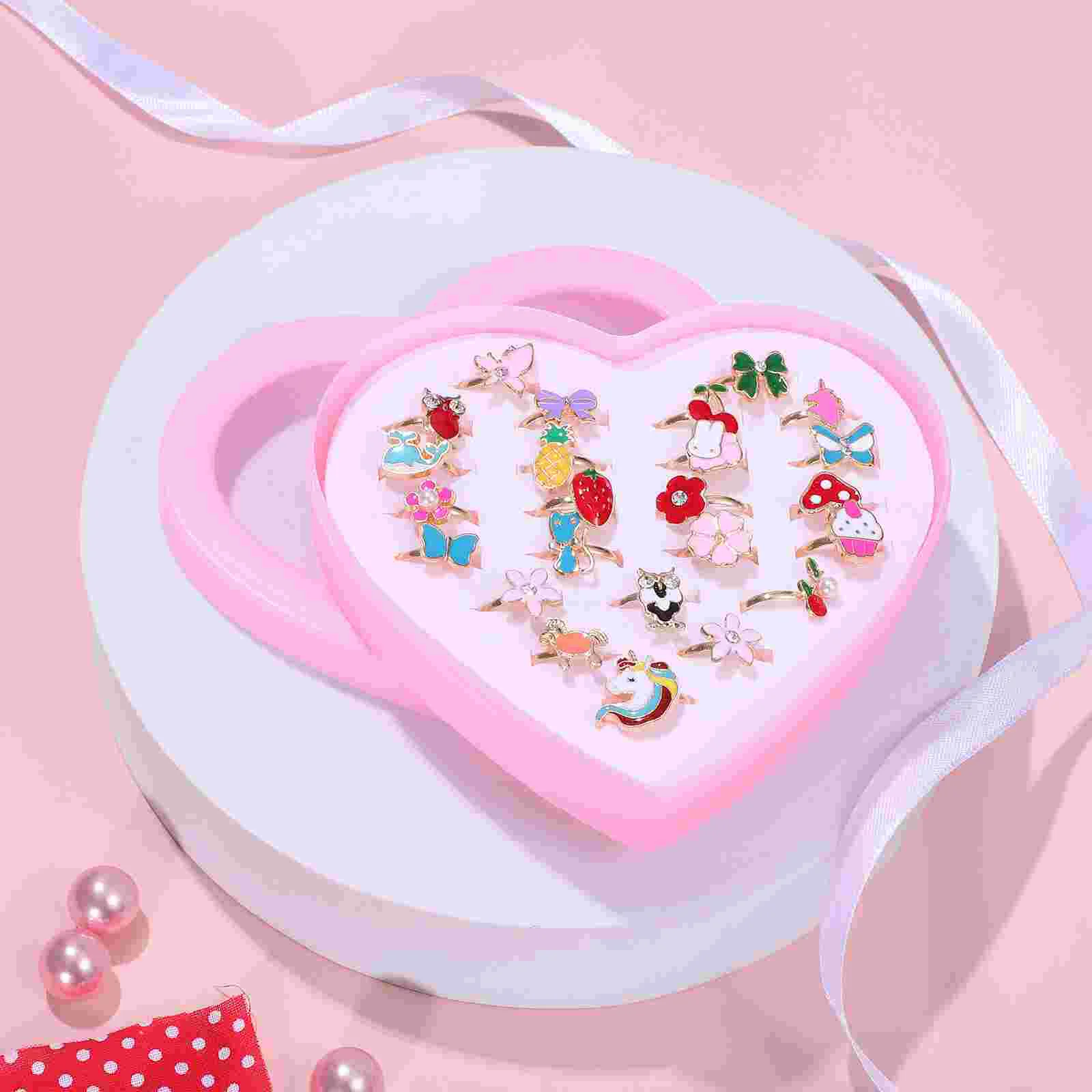 24 Pcs Ring Kid's Jewelry for Girls Kids Jewellery Rings Lovely Gifts Cute Cartoon