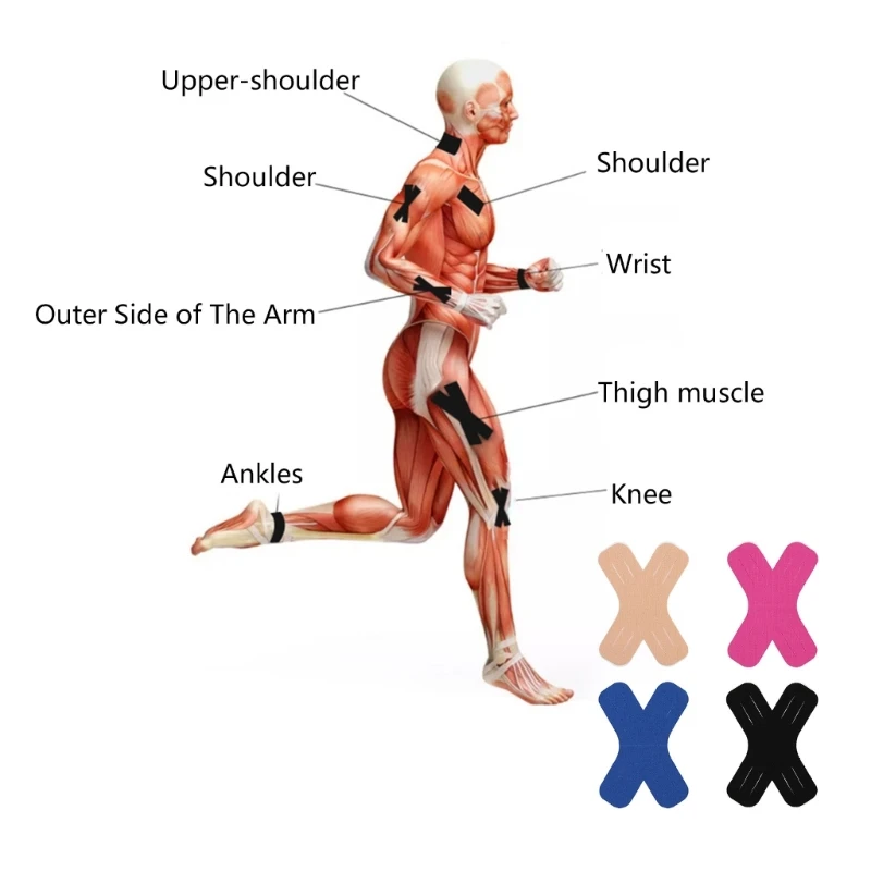 شريط علم الحركة أشرطة رياضية علاجية مرنة لكتف الركبة والكوع ، شرائط عضلات فيزيائية رياضية مقاومة للماء