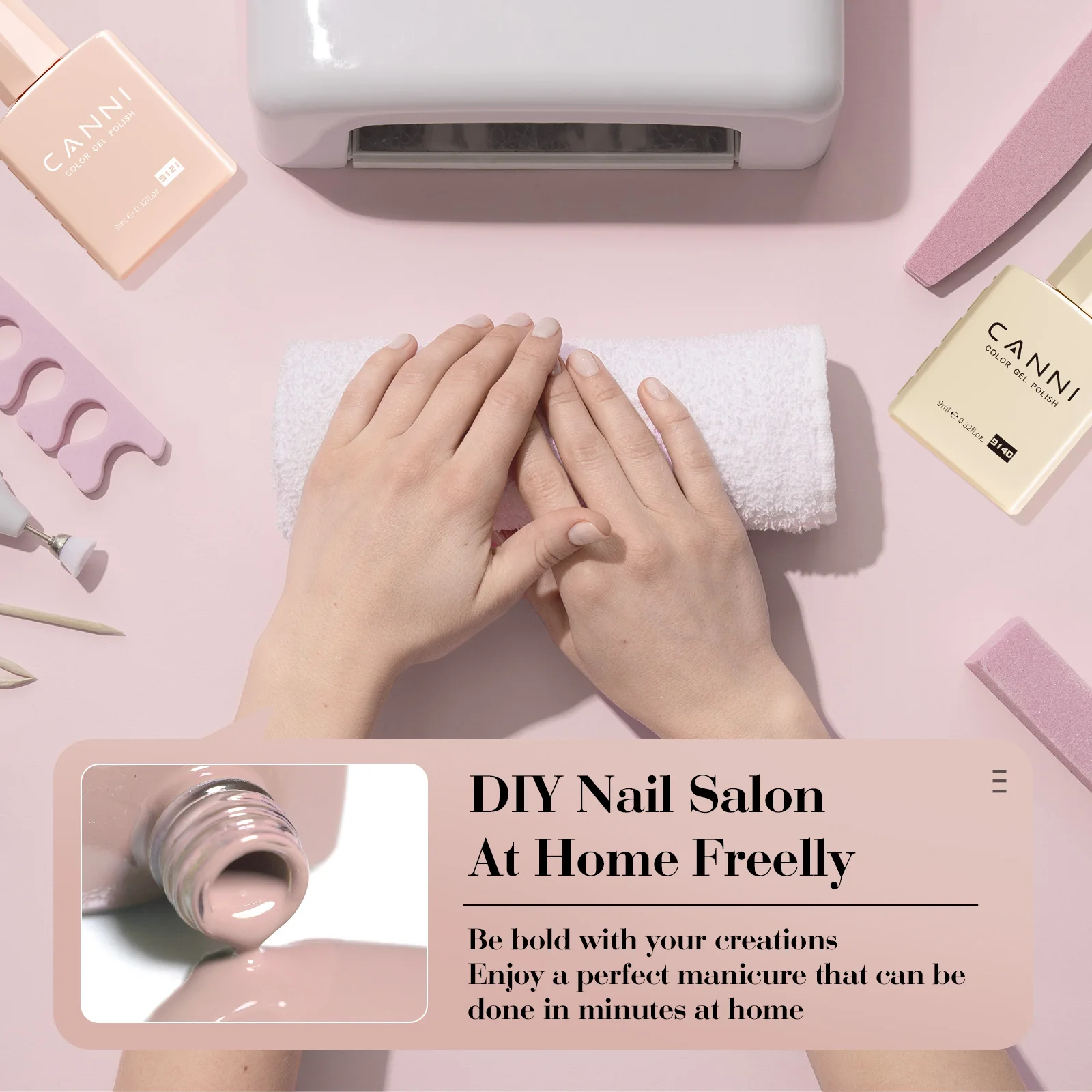 9ml*6 Stück CANNI TPO-FREIES Nagel-Gel-Lack-Set Nude Pink Farbe Soak-Off UV LED Gel Semi-Permanent Langanhaltende Maniküre DIY Gel-Set – Detail 7