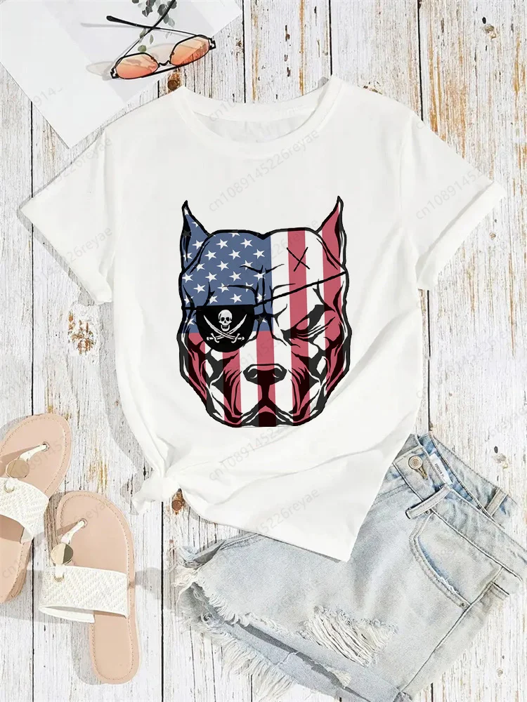 

Pitbull Summer Women T-shirts Goth Short Sleeve T Shirt Female Aesthetic Streetwear Gothic Harajuku Y2k Clothes Tops