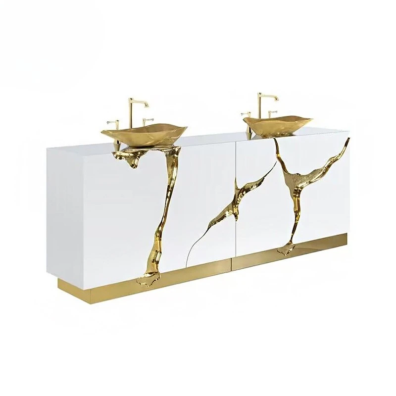 

Stainless steel washbasin villa hotel double hole washbasin