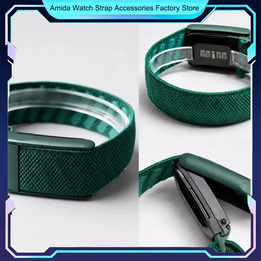 High End For WHOOP 5.0 MG Nylon Woven Band Green Strap Green Metal U Frame Fashion Sport Replacement Wristband Smart Accessories