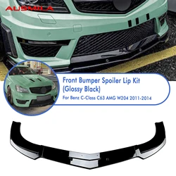 Car Front Lip Spoiler Lower Splitter Guard For Mercedes Benz W204 C Class C63 AMG Sedan 4 Door 2012 2013 2014