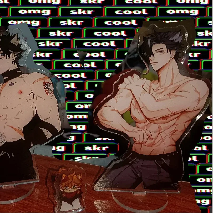 Hot Anime Game Impact Fontaine Figure Strong/Muscles Wriothesley Acrylic Stand Model Plate Desk Decor Standing Sign Fans Gift