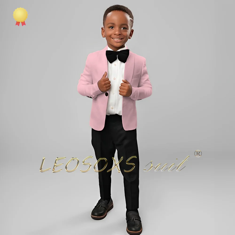 Boys and children ivory single button dress and black trousers 2 piece set, suitable for wedding festival celebration suit