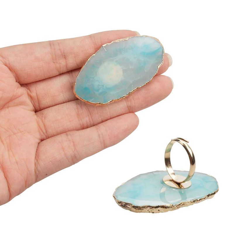 

Golden Edge Irregular Oval False Eyelash Glue Holder Ring Stand Pallet Nail Color Palette Gel Polish Resin Display Makeup Tools