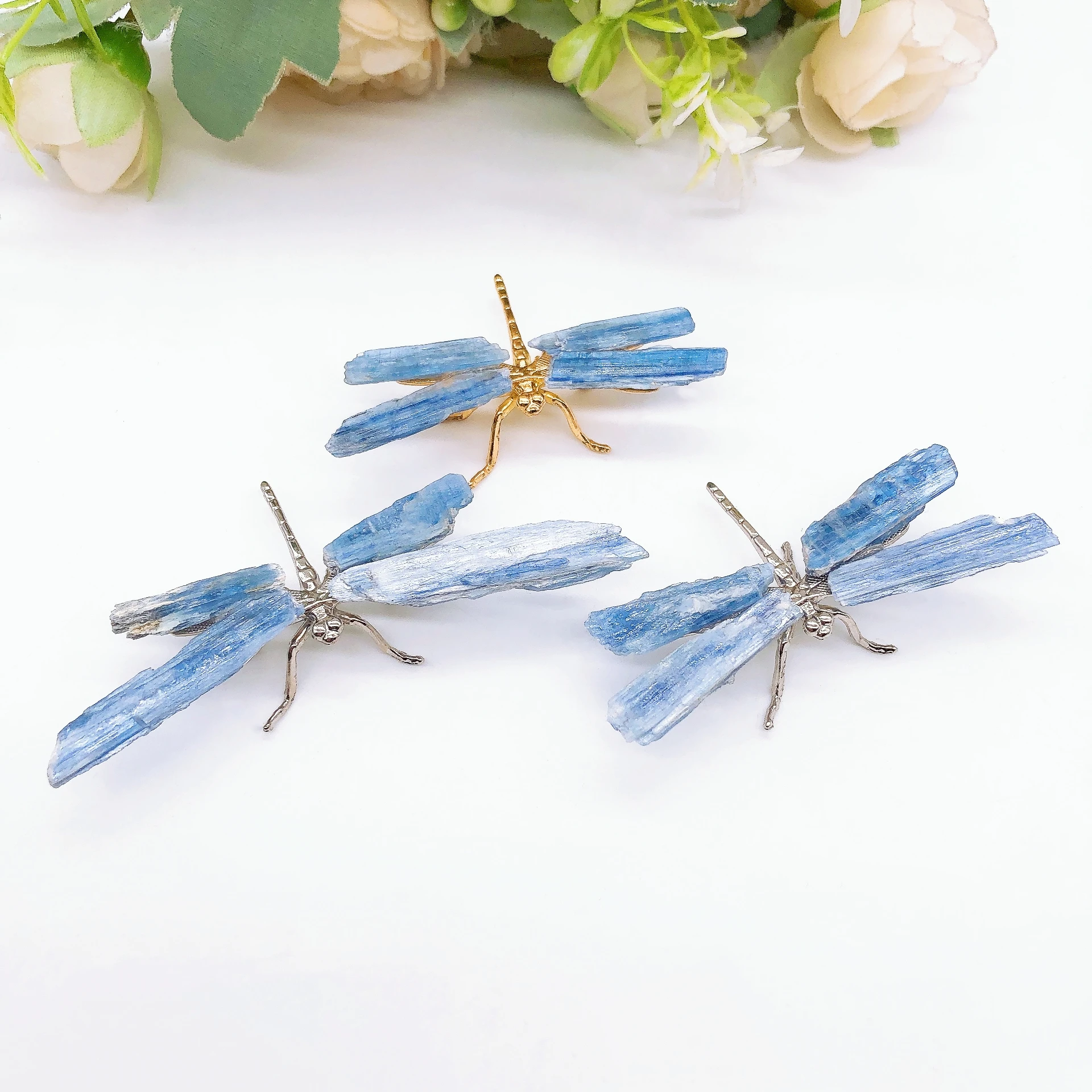 1PC Natural Blue Kyanite Dragonfly Figurine Crystal Stone spar crafts  Chakra Butterfly Reiki Healing Home Decoration Gift