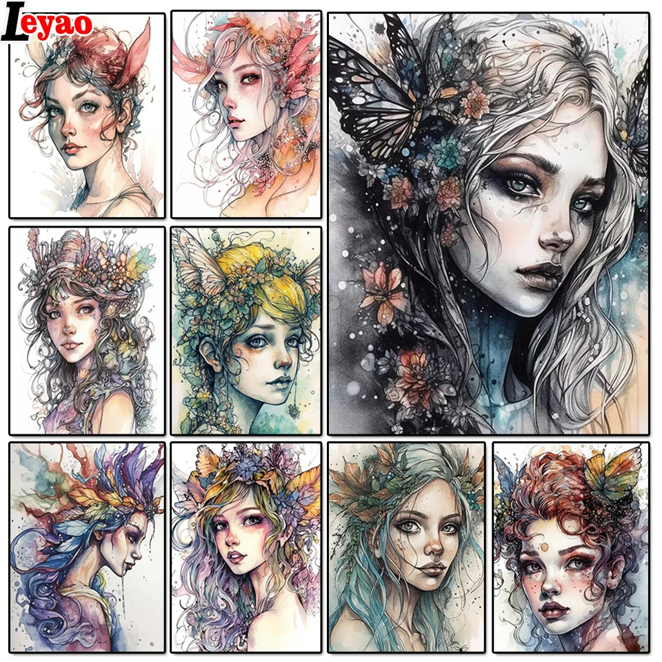 

Diamond Painting New Collection 2023 Fairy Mosaic Cross Stitch Flower Elf Embroidery Fantasy Portrait Pictures For The Home