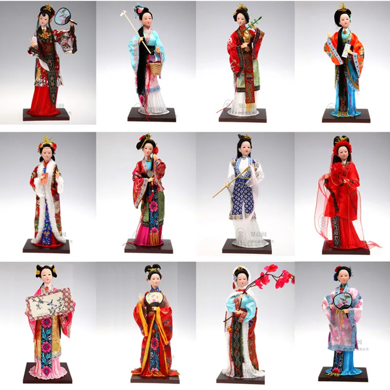 Poupée chinoise créative de style ancien de la dynastie Qing, douze cheveux dorés, artisanat de rêve de manoirs rouges, meilleur cadeau