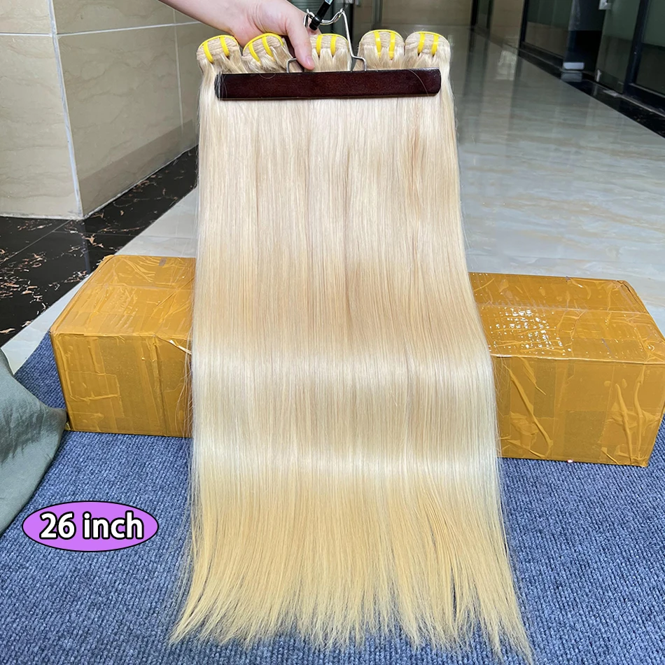 # 613 الملونة حزم من شعر طبيعي مفرود شقراء 1/2/3/4 قطعة لحمة مزدوجة 100% الفيتنامية الخام شعر بشري لعذراء نسج ملحقات