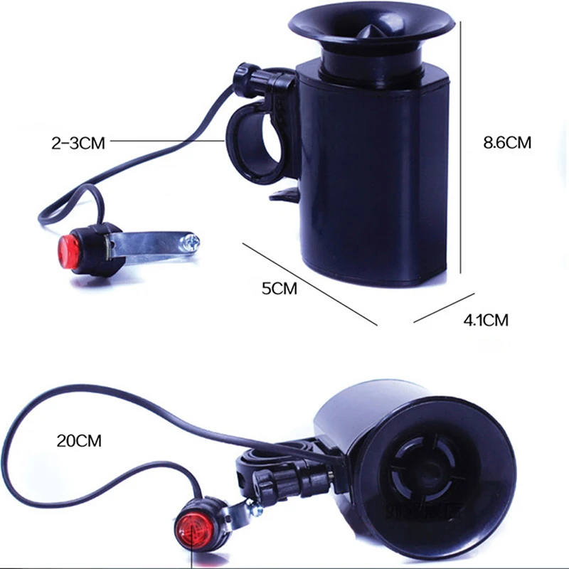 Bicycle Horn Electric Black Speaker 6 Bike Bell Loud Sounds Ultra Siren Alarm